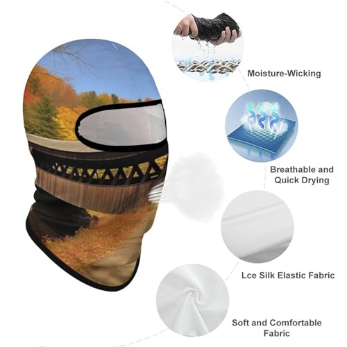 Balaclava para hombre máscara de esquí para mujer Albany Covered Bridge máscara facial completa cubierta para ciclismo miniatura 3
