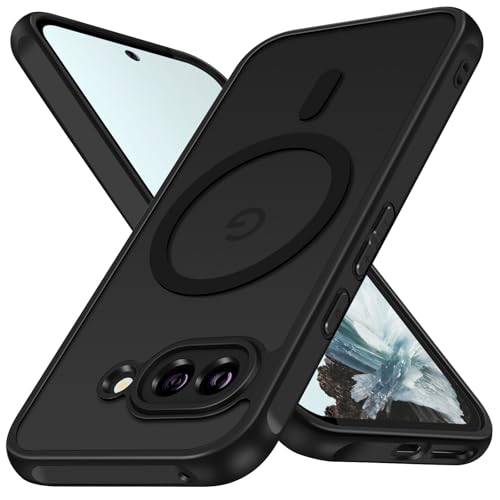 ivoler Matt Schwarz Magnetisch Hülle für Google Pixel 9a, Kompatibel mit MagSafe, [Militärnorm Sturzschutz] Stoßfest Kratzfest Rückseite Schutzhülle Dünn Flüssig Silikon Handyhülle Case