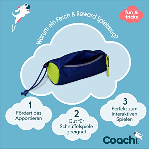 Coachi Fetch & Reward, Interaktives Trainingsspielzeug für Hunde und Welpen, Rückruftraining, versteckte Leckerlis, Apportieren Lernen, weites Werfen, Hundezubehör, perfekt für das tägliche Spiel