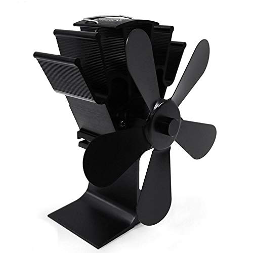 Lesgos Ventilateur de poêle alimenté par la Chaleur, opération silencieuse 5 Blades Auto-alimentée, Eco Friendly - Efficace Heat Distribution Wood Log Burner for Wood Burning Stove Log Burn Fireplace
