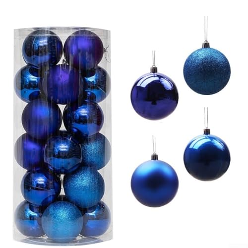 Aprilsunnyzone Lot de 24 boules de Noël à suspendre pour sapin de Noël, décoration de fête de mariage (bleu roi)