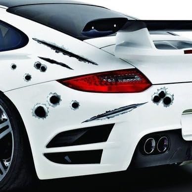 Image of 3D Bullet Hole and Scratch Car Stickers, Simulation Stereoscopic Fake Gun Bullet Holes Stickers, Automotive Tattoo Decorations, Waterproof Car Decals, Automotive Decals (Scratch)