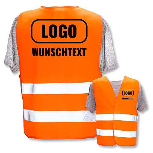 PixiPrints.com Warnweste mit eigenem Aufdruck * Druck: Rücken + Front/Standard-Druck, Farbe & Größe: Orange XL/XXL * Selbst gestalten mit Name Text Bild Logo