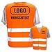 Produktbild PixiPrints.com Persönliche Warnweste selbst gestalten mit eigenem Aufdruck * Bedruckt mit Name Text Bild Logo Firma, Menge:1 Warnweste, Farbe / Position:Orange / Rücken + linke Brust