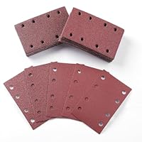 Sruhrak 80x133mm Schleifpapier, 50 Stück Schleifblatt 40/60/80/120/240 Körnung Schleifblätter Set Rechteckiges Schleifblatt Klett 8 Löcher Schleifpad für Schwingschleifer