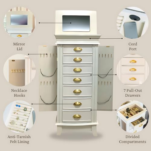 Hives And Honey 9006-561 Alexa Jewelry Armoire, White thumb #7