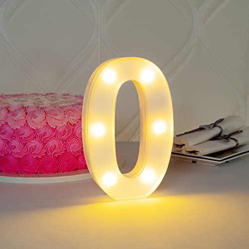 Image of Restaurantware Illumify 7.1 x 1.2 x 8.7 Inch Light Up Number 1 Durable Marquee LED Light - Number 0 Touchproof White Plastic Party Light Keyhole Slot For Parties Weddings Or Special Events