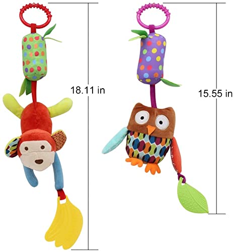 Bivan Baby Toy Soft Hanging Rattle Learning Toy With Teethers Plush Animal C-Clip Ring Infant Newborn Stroller Car Seat Crib Travel Activity Wind Chimes Hanging Toys For Boys Girls, 4 Pack #TOP6