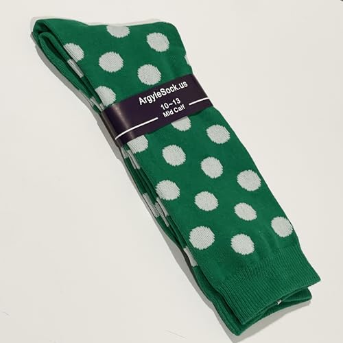 Spotlight Hosiery Men's Polka Dots Dress Socks, Green/White, Size 10-13, 1PR4
