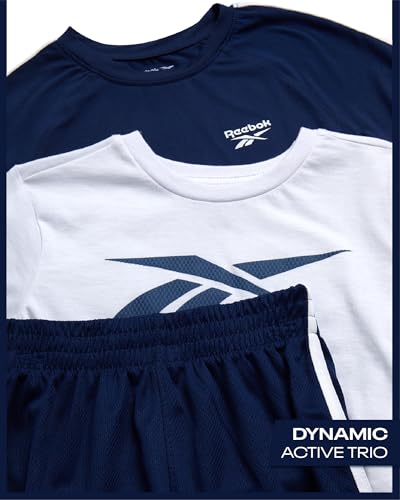 Image of Reebok Toddler Boys Short Set - 3 Piece Summer Outfit with 2 T-Shirts & Shorts - Activewear Clothes for Toddler & Little Boys