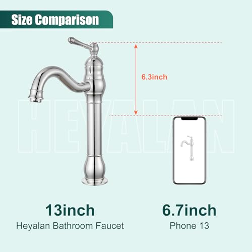 Tall Bathroom Vessel Sink Faucet, Single Handle 1-Hole,Polish Chrome by Heyalan - Used condition - Image 2