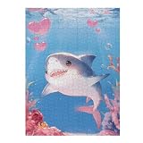 Puzzles pour Adultes52x38cm/1000pcs Cute Shark in Live Underwater Casse têtes pour Adolescents   Jeu De Réflexion   Défi Difficile   Aidez Votre Cerveau À S'exercer 52x38cm/1000pcs