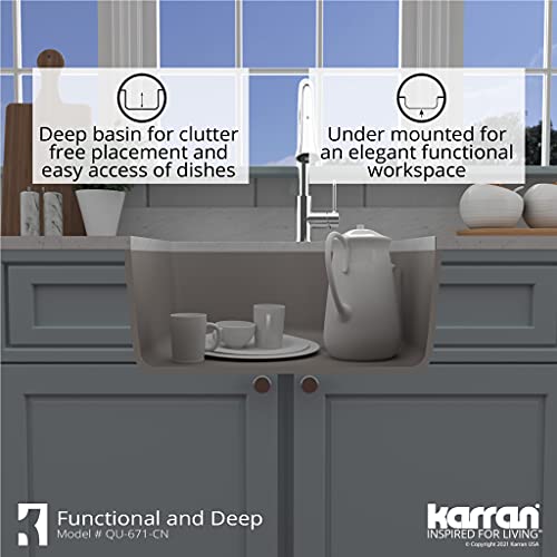 Karran QU-671 Undermount Quartz Composite 24 in. Single Bowl Kitchen Sink Kit in Concrete - Thumbnail 6