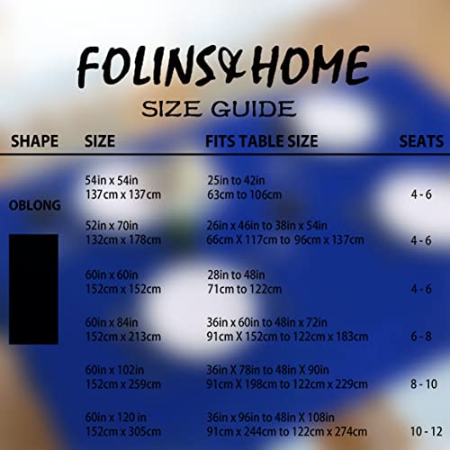 Image of FOLINS&HOME Royal Blue Rectangle Waterproof Tablecloth, 54 x 78 Inch | Wrinkle Free Polyester Table Cloths, Spillproof Heavy Duty and Washable Table Cover for Party, Banquet - Rectangular /Oblong