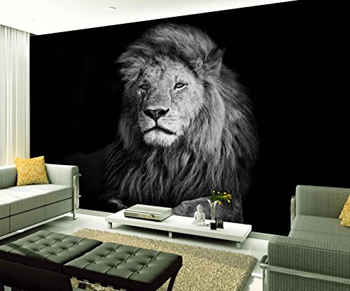 Papier peint animal lion gris idéal pour une chambre d'enfant moderne