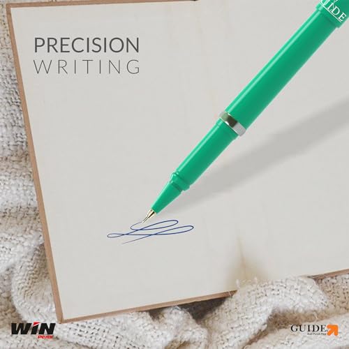 Image of WIN Guide Ball Pens Set | 50 Pens (45 Blue Ink & 5 Black Ink) | 0.6 mm Tip | Pens for Writing | Students, Exam Use | Premium Corporate Gifting | Elegant & Classic Finish | Ideal for School & Offices