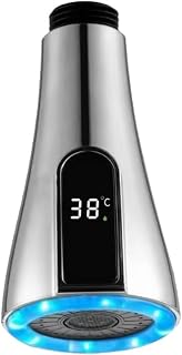 Boquilla de grifo con pantalla LED de temperatura, cabezal rociador de fregadero extraíble G1/2 con 2 modos, adaptador de grifo de cocina cromado ABS para reemplazo de manguera