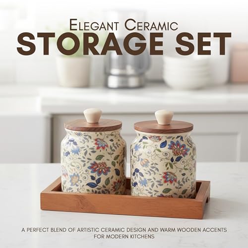 Image of Ceramic Storage Jar with Lid | Multipurpose Kitchen Storage Container for Pickle, Spices, Sugar, Tea & Snacks | Durable Airtight Canister for Home & Office (2, Off White2, Pack Of 2)