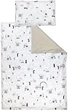 TupTam Kinder Bettwäsche Gemustert 2-Teilig Wendebettwäsche, Farbe: Traktoren/Regenbögen/Beige/Punkte, Größe: 135x100 cm