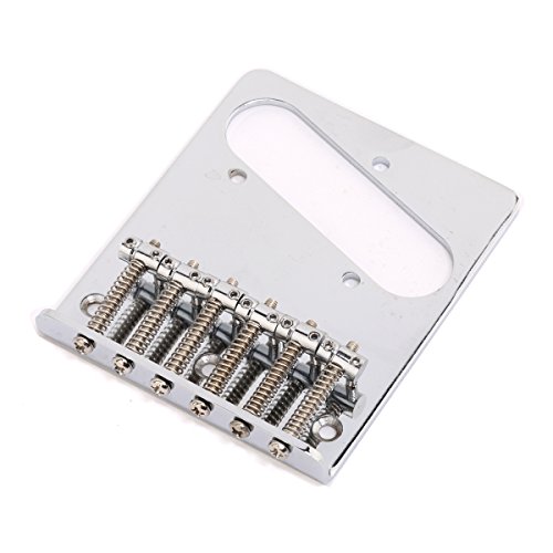 Musiclily Vintage T-Style Telecaster Puente con 6 Silletas para Guitarra Tele estilo de 6 cuerdas, Cromo