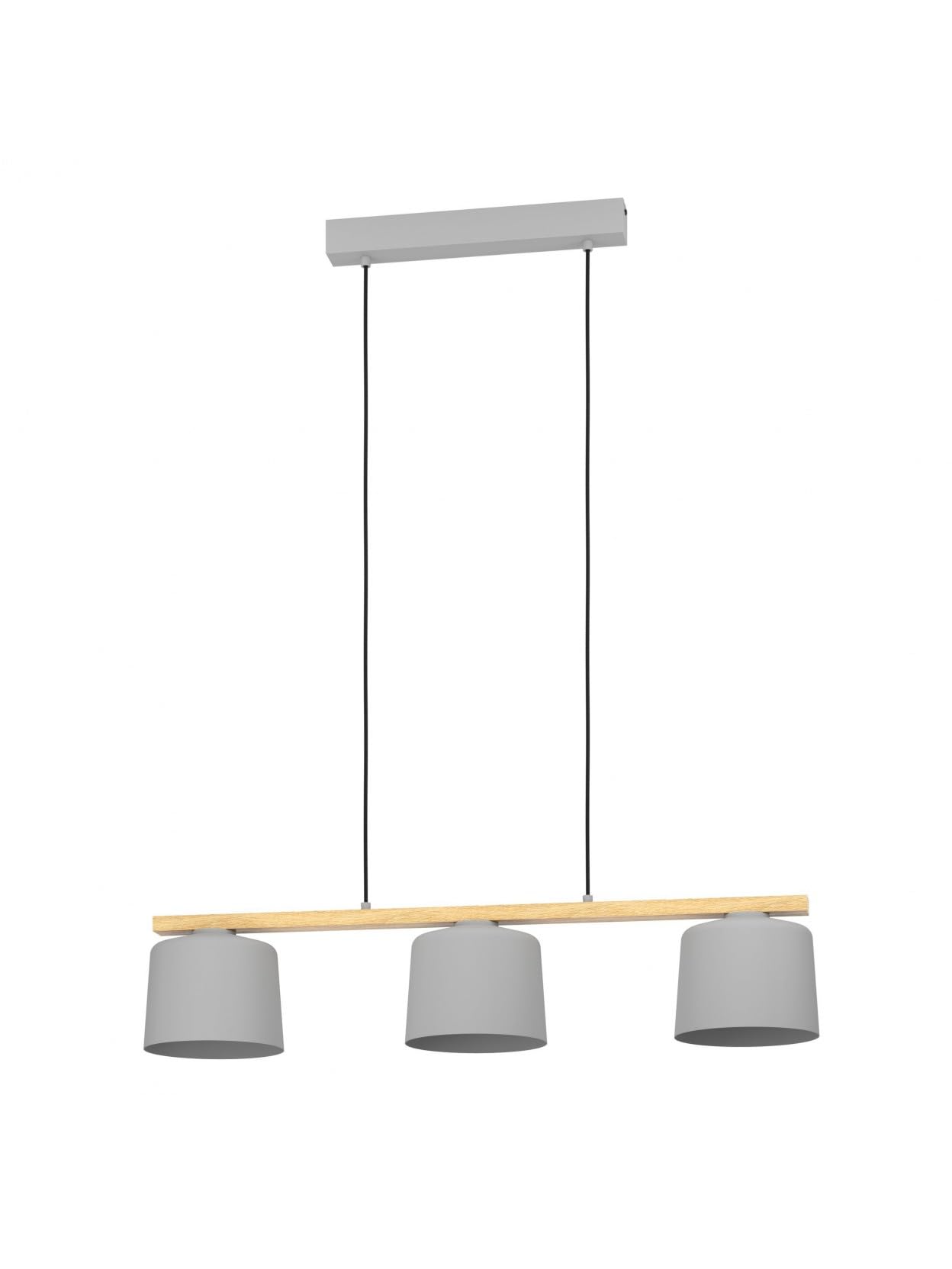 Lustre suspension gris design bois moderne 3 lumières - 5