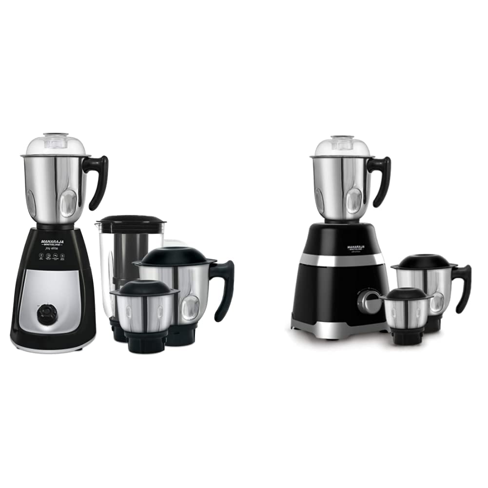 Maharaja Whiteline Joy Elite Mixer Grinder, 750W, 4 Jars & Maharaja Whiteline MX-220 1000 W Ultramax HD 3 Stainless Steel Jar Mixer Grinder (Black with Chrome Finish) (B08QWXNFMS) Amazon Price History, Amazon Price Tracker