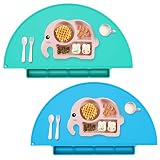 Silicone Baby Placemat, Food Catching Baby Toddlers Placemats, Multi-Purpose Silicone Place mats,2Pa
