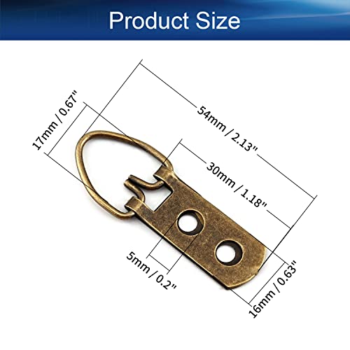 Image of 54mm x 16mm Double Holes D Ring Picture Hangers Hardware Assortment Kit, for Home Decoration Hanging Clock Paintings Artwork Creative Picture Frame Photo Hanging Solutions Bronze Tone 10pcs