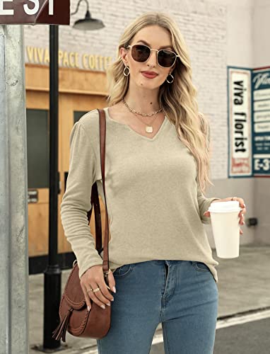 Womens Fall Shirts Long Sleeve Tops V Neck Pullover Sweatshirt Business Casual Tops Thanksgiving Shirts for Women