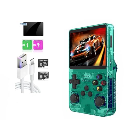 Image of R36S Retro Handheld Game Console With 64G 3.5 Inch IPS Screen Built-In 20000+ Classic Games Open Source Linux System Portable Pocket Video Player With 3200Mah Battery(Transparent Green)