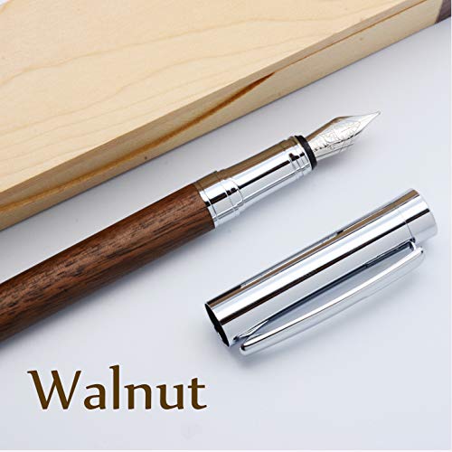 Lachieva Luxury Walnut Fountain Pen, Perfect Pen With Schmidt Nib (Fine Size), Converter, Cartridges. Nice Wood Pen Set For Men & Women. Best And Professional, Executive, Office Gift (Walnut). #TOP2