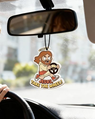 Image of Funny Car Air Freshener Cute Jesus Christian Humor 5pcs Car Accessories Automotive Interior Hanging Scents Mirror Decor for Women Teen Girls