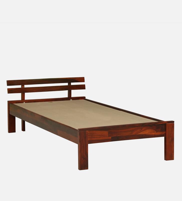 Image of Solid Sheesham Wood Admire Single Bed Without Storage | Wooden Single Bed Cot Palang Furniture for Bedroom Living Room Home and Hotel (Honey Oak Finish)