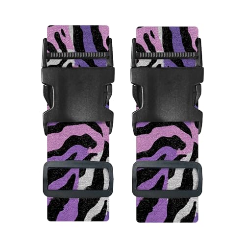 Image of Nuxovilar Luggage Straps Set for Suitcase 1.96x90.5in Polyester | Cargo Strap Travel Belt Security Buckle Band Adventure Trip Outdoor Travel Casual Use (Zebra Print)