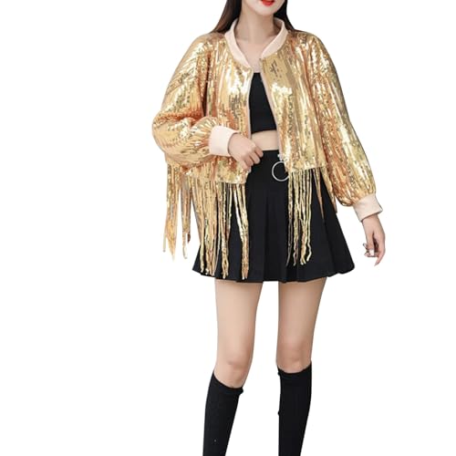 Chaqueta suelta brillante para rendimiento escenario y abrigo corto grande