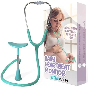 Skywin Fetal Heartbeat Monitor, Plastic Fetoscope for Pregnancy Detection - 24 Weeks, Home Baby Heartbeat Monitor with Stethoscope (Green)