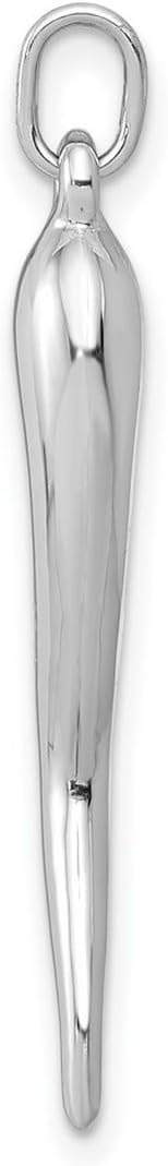 JewelryWeb 14k Solid Gold Polished Italian Horn Cornicello Good Luck Charm Pendant -5mm x 29mm, Italian Horn Necklace for Women, Cornicello Necklace, Good Luck Amulet