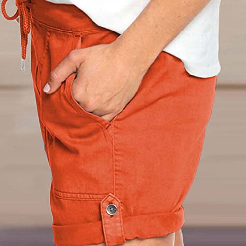 Coupons And Promo Codes For Prime Womens Casual Summer Shorts Drawstring Loose Fit Twill Chino Shorts With Pockets Beach Cute Comfy Shorts Women Plus Size Shorts Women's Bermuda Shorts Orange M #TOP4