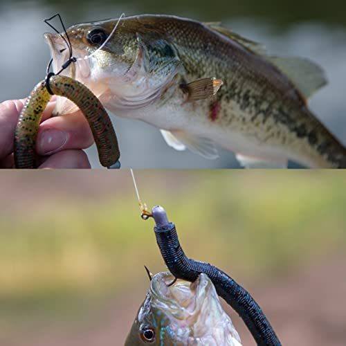 Goture Worm Fishing Lures Kit, 50Pcs 4Inch Soft Plastic Worms For Bass Fishing, Wacky Worms With Tackle Box, Soft Baits Freshwater Saltwater, Fishing Worms For Bass Trout Fishing #TOP3