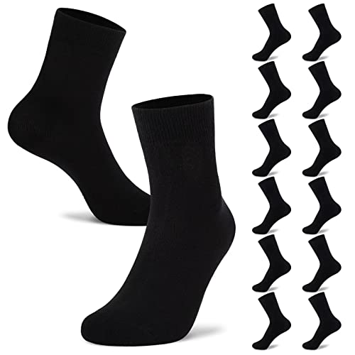 YouShow 12 Pares Calcetines Hombres 43-46 Negro Algodón Clásicos de Vestir Cómodos Deportivos Cover