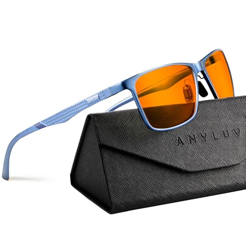 ANYLUV Blue Light Glasses Men/Women, Al-Mg Metal Computer Blue Light Blocking Glasses, Relieve Eyestrain and Eye Protection