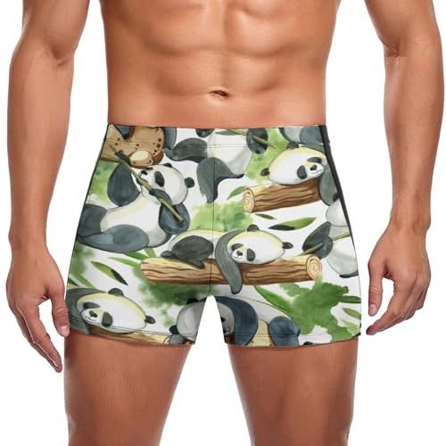 Maillot de bain short imprimé panda noir et blanc extensible