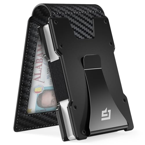 Men Wallet - Money Clip Wallet Slim For Gift Men in Front Pocket 15 Cards - Metal Credit Card Case in Magnetic Flip