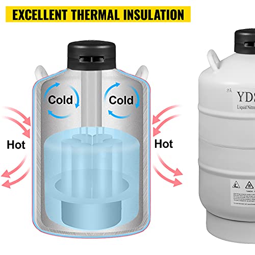 Bestequip 20L Liquid Nitrogen Tank Aluminum Alloy Liquid Nitrogen Dewar Static Cryogenic Container Liquid Nitrogen Container With 6 Canisters And Carry Bag #TOP3