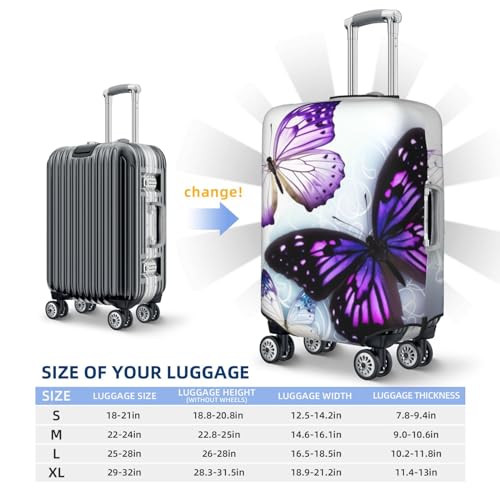 White Purple Butterflies Luggage Cover Dustproof Suitcase Cover Elastic Washable Travel Luggage Protector Suitcase Protector Stretch Baggage Protector for 18-32 Inch Luggage Medium2