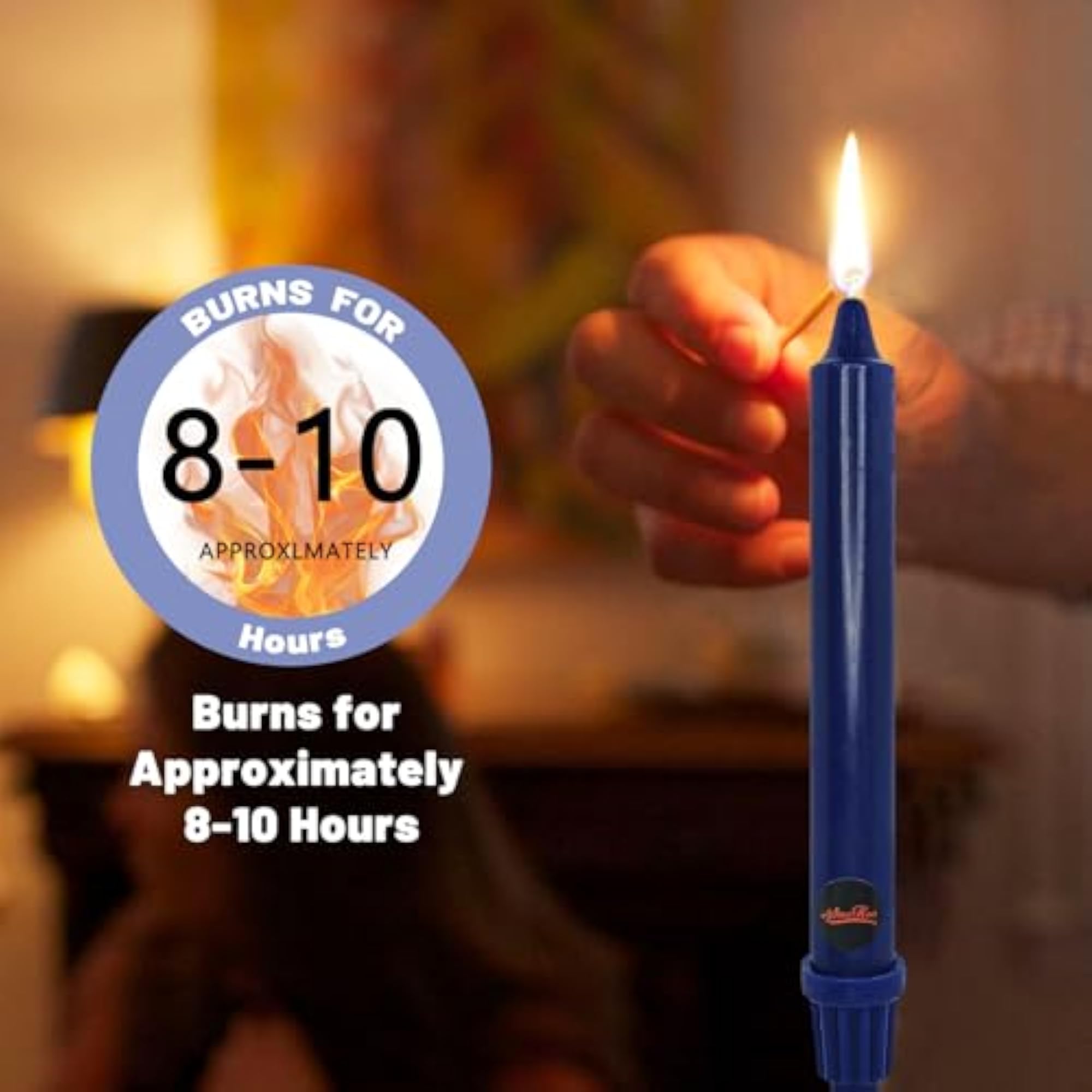 NJAO HOO Short Taper Candles, Dark Blue Unscented