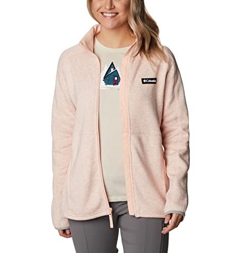 Columbia Women's Sweater Weather Full Zip, Peach Blossom Heather, Large #TOP6