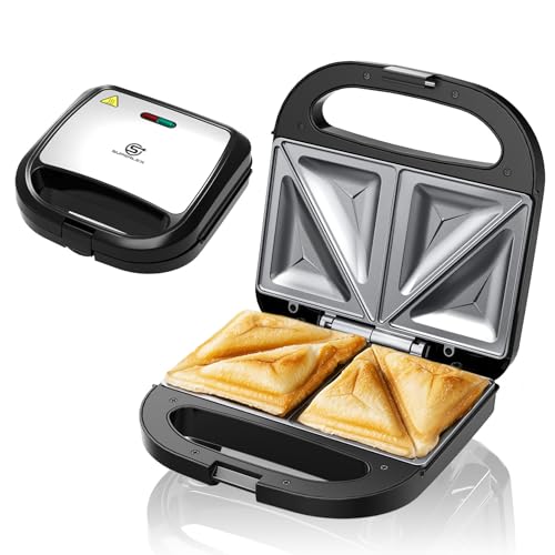 SUPERLEX 2 Slice Sandwich Toaster – Quick Heating Toastie Maker with 750W Power, Compact Portable Design, Auto Temp Control, Cool Touch Handle, Non-Stick Plates