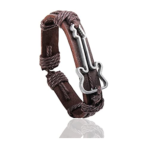 Xusamss Fashion Music Jewelry Guitar Bracelet Leather String Wristband Drawstring Rope Bracelet