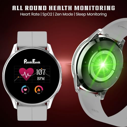 Image of PunnkFunnk Active 5 Smart Watch with 1.3 inch AMOLED HD Display | Bluetooth Calling, AI Voice Assistant, 100+ Sports Modes, Heart Rate & SPO₂ Tracking, IP68 Waterproof for Men & Women- (Grey)